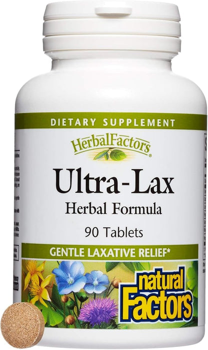 HerbalFactors by Natural Factors, Ultra-Lax Herbal Formula, Gently Supports Relief from Occasional Constipation, 90 tablets (90 servings)