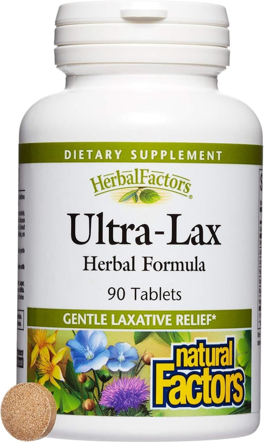 HerbalFactors by Natural Factors, Ultra-Lax Herbal Formula, Gently Supports Relief from Occasional Constipation, 90 tablets (90 servings)