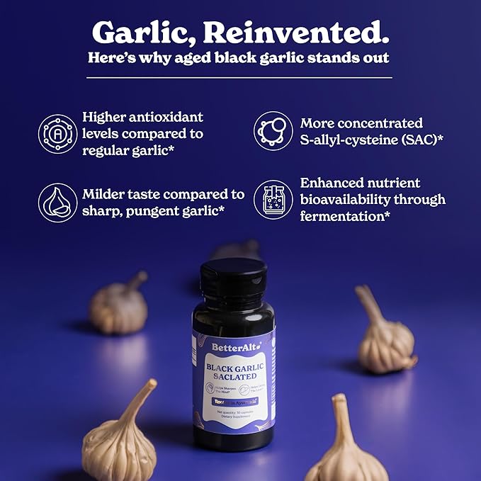 Aged Black Garlic Capsules | Helps Promotes Immune Health | Supports High Absorption - 30 Capsules
