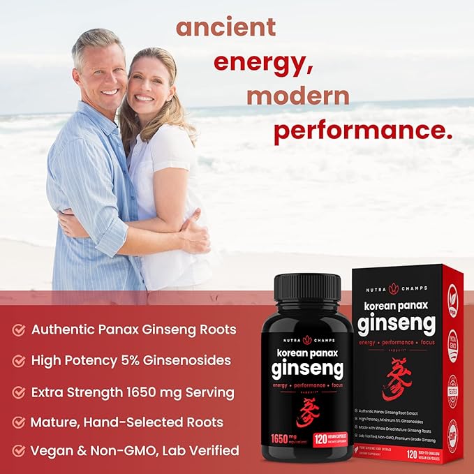 NutraChamps Maca Root Capsules and Korean Ginseng Capsules 2 Pack Bundle