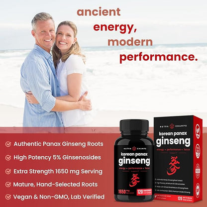 NutraChamps Maca Root Capsules and Korean Ginseng Capsules 2 Pack Bundle