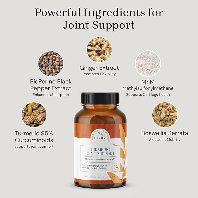 Turmeric Curcumin Supplement with Glucosamine, Chondroitin & MSM – Joint Support for Mobility, Flexibility & Comfort – Active Lifestyle Formula – 60 Capsules