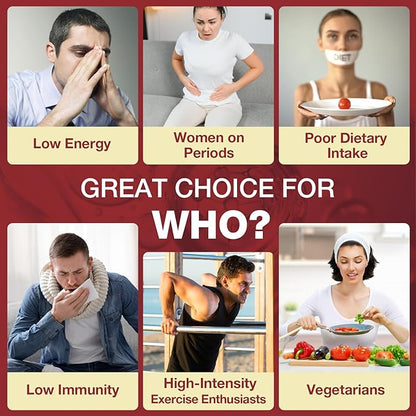 Korean Red Panax Ginseng Supplement Gummies - Iron Supplements for Women & Men - Iron Gummies with Vitamin C, B6, B12, Potassium & Magnesium, Vegan - 180 Count
