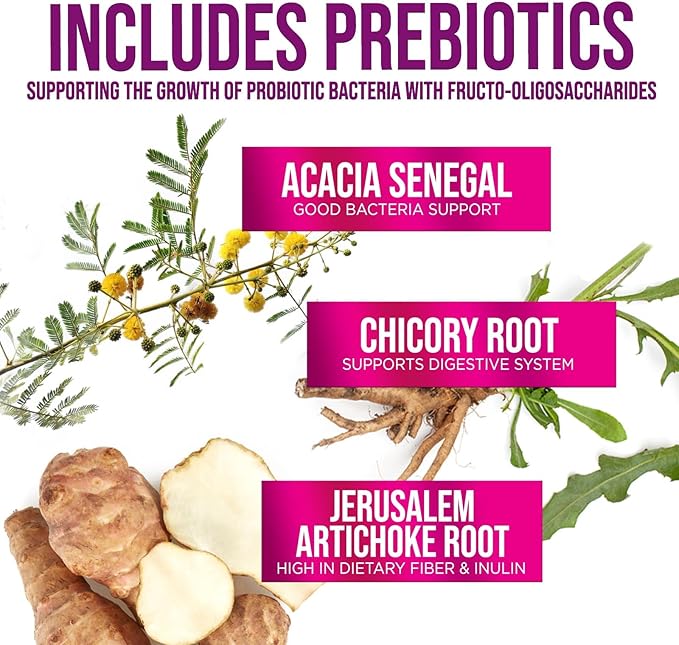 Probiotics 60 Billion CFU per Serving - 10 Strains + Prebiotics - Immune, Digestive & Gut Health Support, Supports Occasional Constipation, Gas & Bloating for Women & Men, Shelf Stable - 60 Capsules