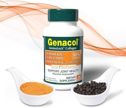 Genacol Turmeric Curcumin Collagen Supplement Enhanced Absorption with 95% Curcuminoids, Black Pepper & AminoLock Colageno | Supports Healthy Joints | 90 Capsules