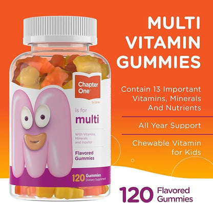 Zahler - Chapter One Kids Multivitamin Gummy with 13 Vitamins & Nutrients (120 Flavored Gummies) - Certified Kosher Kids Vitamins Including Vitamin C, D3, Zinc & More - Delicious Multivitamin Gummies