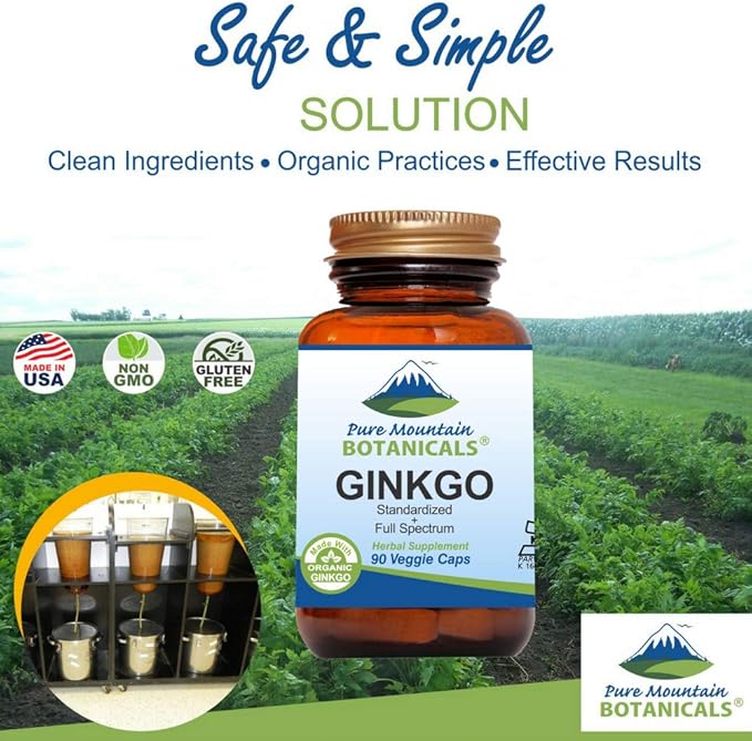 Ginkgo Biloba Capsules – Kosher Vegan Caps with 400mg Ginkgo Biloba Leaf and Ginko Extract Supplement