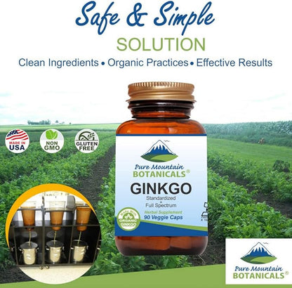 Ginkgo Biloba Capsules – Kosher Vegan Caps with 400mg Ginkgo Biloba Leaf and Ginko Extract Supplement