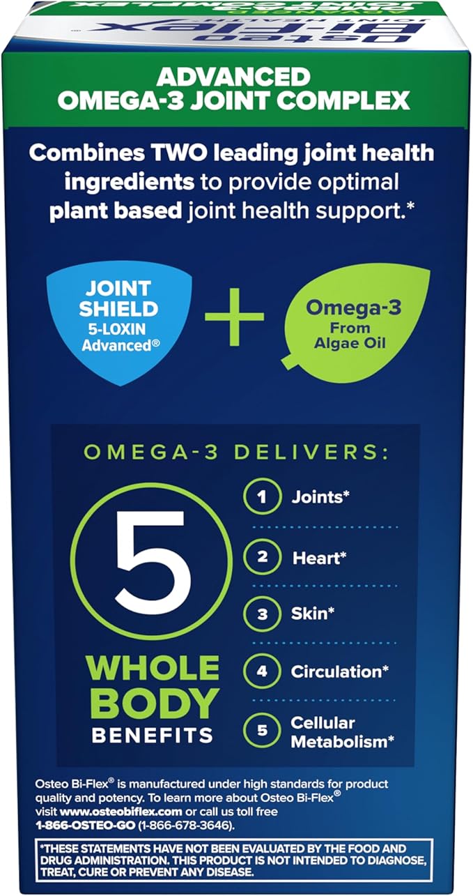 Osteo Bi-Flex Advanced Omega-3 Joint Complex, Plant-Based Algae Oil, Joint Support Supplement, 80 Count Softgels