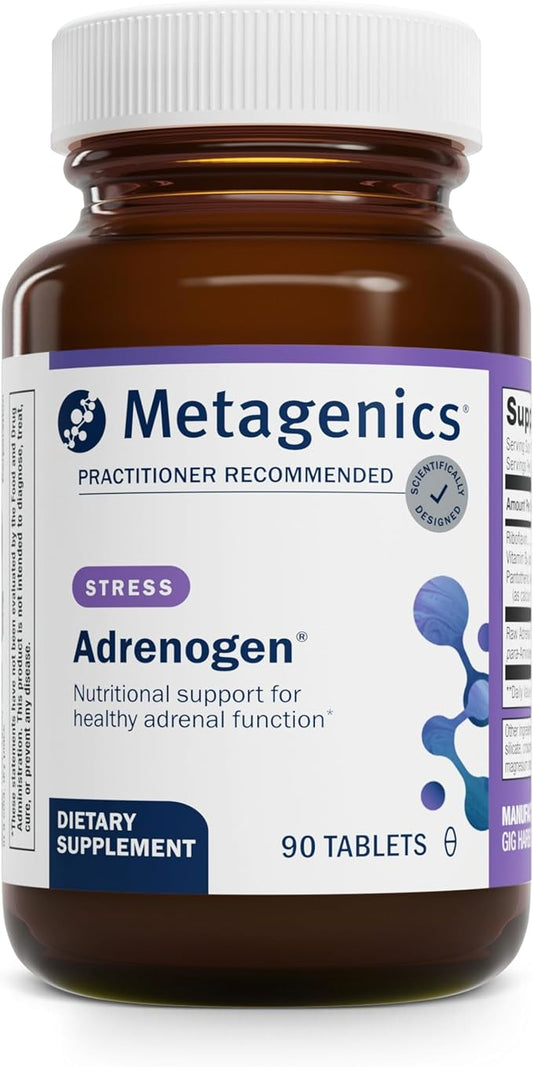 Metagenics Adrenogen - Adrenal Health Support - Raw Adrenal Complex - Aid in Hormone Balance* - with B Vitamins & PABA - Guaranteed Raw - Non-GMO - Gluten-Free - 90 Tablets