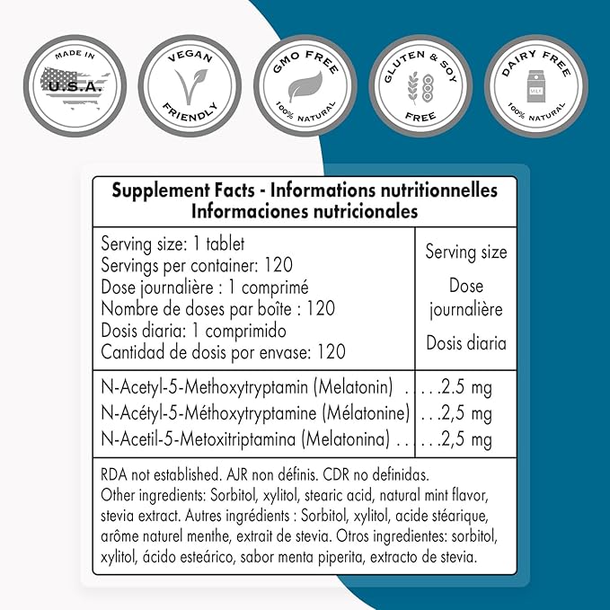 Supersmart - Melatonin 2.5mg (Ultra Fast Acting) - Natural Melatonin Fast Dissolve Supplement | Natural Mint Flavor | Non-GMO - Sugar & Gluten Free - 60 Sublingual Tablets