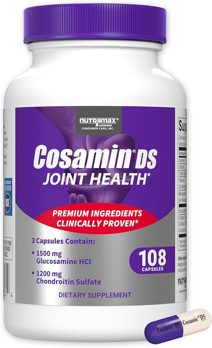 Nutramax Cosamin® DS Joint Health Supplement with Glucosamine & Chondroitin for Men’s & Women's Joint Health, 108 Capsules