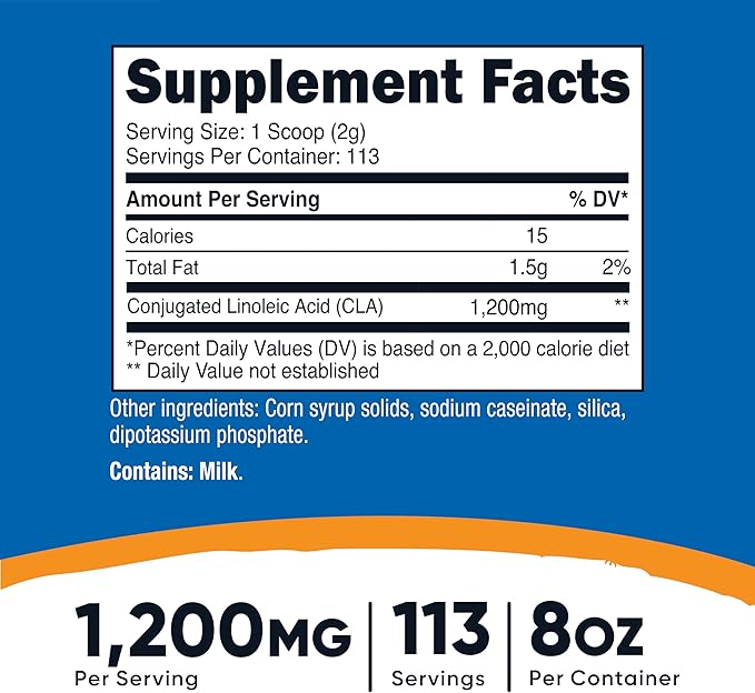 Nutricost CLA (Conjugated Linoleic Acid) 8oz (227g) Powder - Gluten Free, GMO Free CLA Supplement