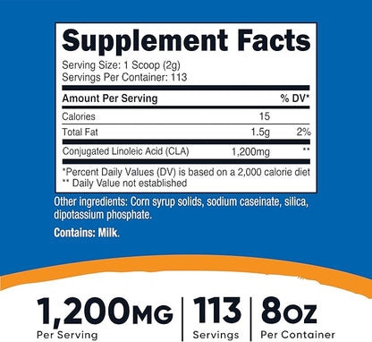 Nutricost CLA (Conjugated Linoleic Acid) 8oz (227g) Powder - Gluten Free, GMO Free CLA Supplement
