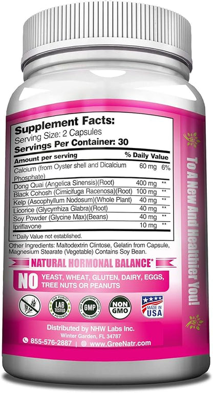Menopause Supplements for Women - Perimenopause Supplements Women with Dong Quai & Black Cohosh for Menopause Hot Flashes - Menopause Support for Sleep Quality & Hormone Balance - 60 Caps