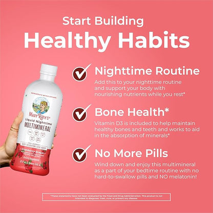 MaryRuth's Liquid Nighttime Multimineral | NO Melatonin | Bedtime Routine | Magnesium Citrate | Calcium | Zinc | Vitamin D3| Available in 4 Flavors | Vegan | Sugar Free | Gluten Free | 32 Oz