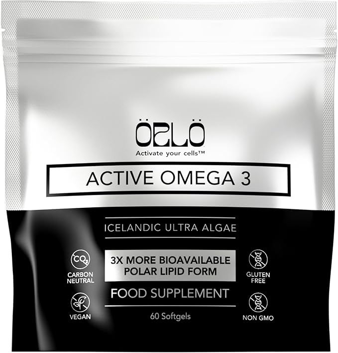 Orlo Omega 3 - Triple Strength Vegan Omega3s Supplement - Plant Based DHA & EPA Fatty Acids - Algae Omega-3 Oil - Krill or Fish Oil Alternative (60 Mini Softgels)
