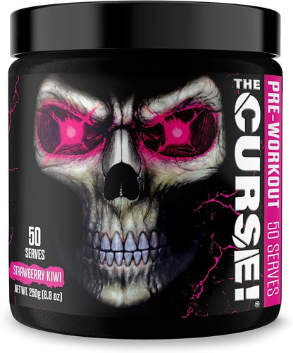 JNX SPORTS The Curse! Pre Workout Powder for Men & Women, Caffeine, Beta-Alanine, Creatine, L-Citrulline, 50 Servings, Strawberry Kiwi Flavor – Boost Energy, Strength & Focus