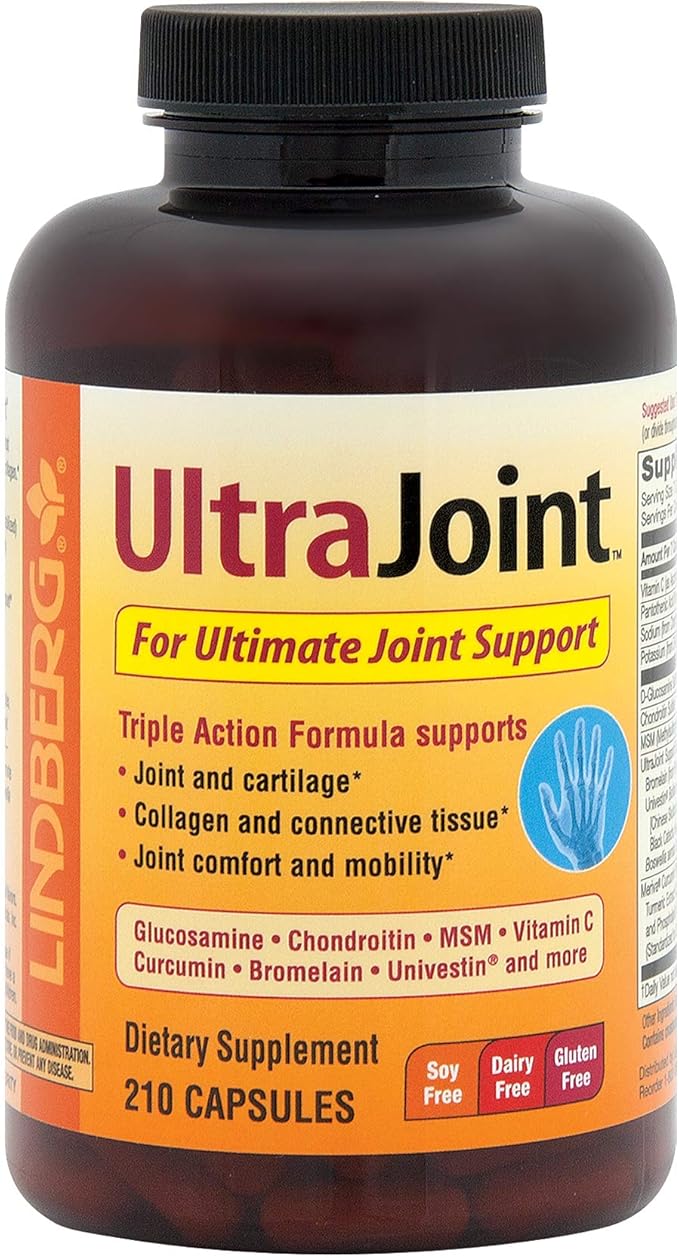 Lindberg Joint Support Supplement | 210 Capsules | with Glucosamine, Chondroitin, MSM, Turmeric, and Boswellia | Triple Action Formula | Non-GMO, Gluten Free
