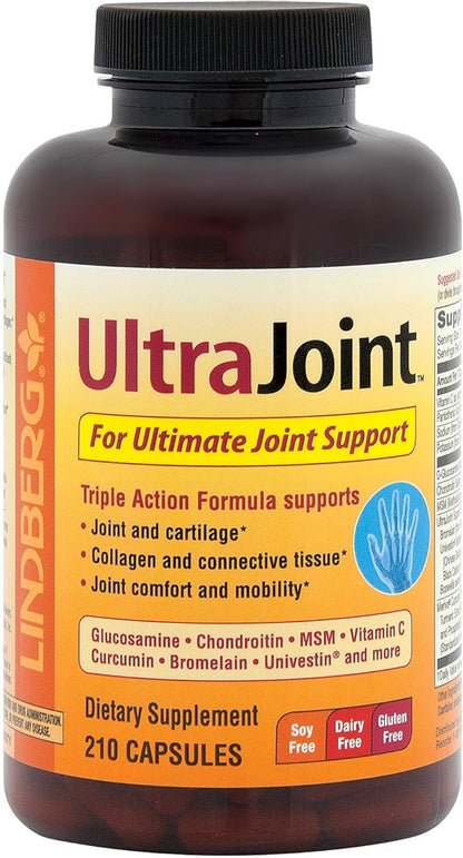 Lindberg Joint Support Supplement | 210 Capsules | with Glucosamine, Chondroitin, MSM, Turmeric, and Boswellia | Triple Action Formula | Non-GMO, Gluten Free