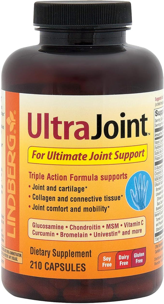 Lindberg Joint Support Supplement | 210 Capsules | with Glucosamine, Chondroitin, MSM, Turmeric, and Boswellia | Triple Action Formula | Non-GMO, Gluten Free