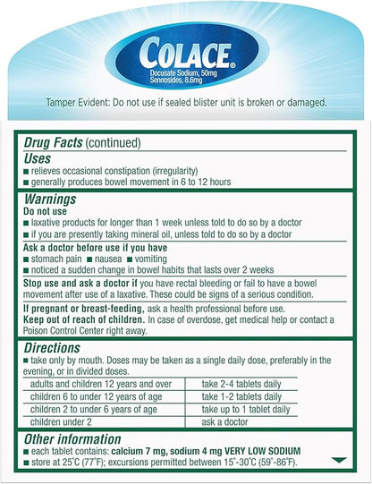 Colace 2-IN-1 Stool Softener & Stimulant Laxative Tablets, 10 Count, Gentle Constipation Relief In 6-12 Hours
