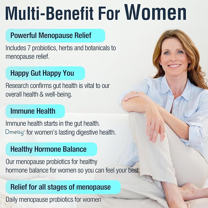 Menopause Supplements for Women, 120 Billion CFU Probiotic, 13-in-1 Herbs Probiotics Complex, for Menopause Relief, Hormone Balance, Hot Flashes, Night Sweats, Mood Swings, Gut & Immunity - 60 Capsule