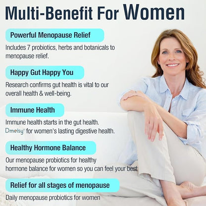 Menopause Supplements for Women, 120 Billion CFU Probiotic, 13-in-1 Herbs Probiotics Complex, for Menopause Relief, Hormone Balance, Hot Flashes, Night Sweats, Mood Swings, Gut & Immunity - 60 Capsule