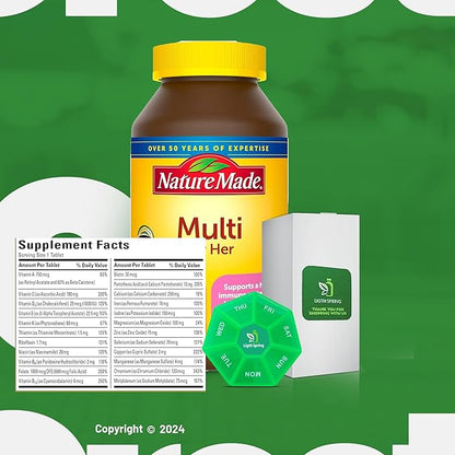 Multi for Her Women's Multivitamin Tablets, 300 Count (2Pack) for Daily Nutritional Support with Better Ligth&Spring Guide