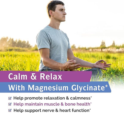Innate Vitality Magnesium Glycinate 400mg, Non Buffered & High Absorption Magnesium Supplement for Sleep, Relaxation, Muscle & Bone Health for Men & Women, Non-GMO, No Gluten, 240 Vegan Capsules