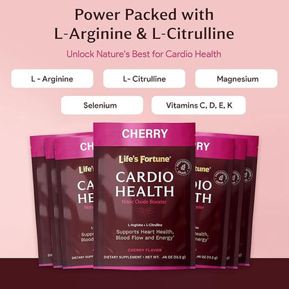 Life's Fortune L Arginine L Citrulline Supplement Powder - High Potency Nitric Oxide Supplement Booster with Natural Cherry Flavor (7 Servings (Pack of 1), Cherry)