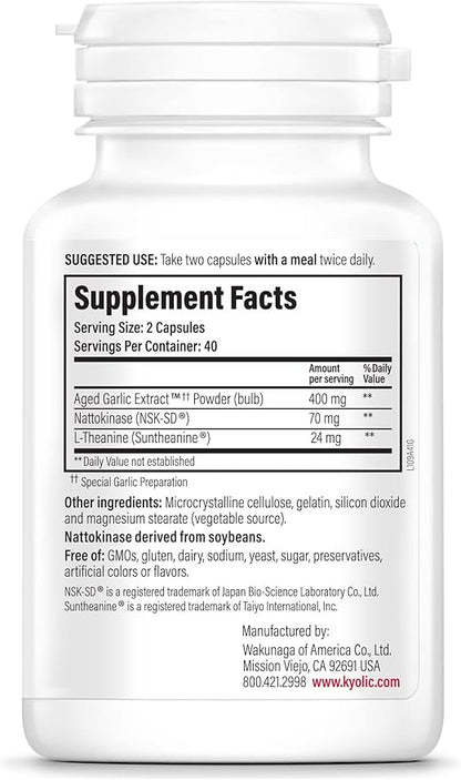 Kyolic Aged Garlic Extract Formula 109, Blood Pressure Health, 80 Capsules