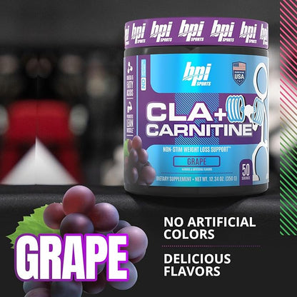 BPI Sports CLA + Carnitine – Conjugated Linoleic Acid – Performance, Lean Muscle – Caffeine Free – for Men & Women – Grape – 50 Servings – 12.34 Oz. (Packaging May Vary)