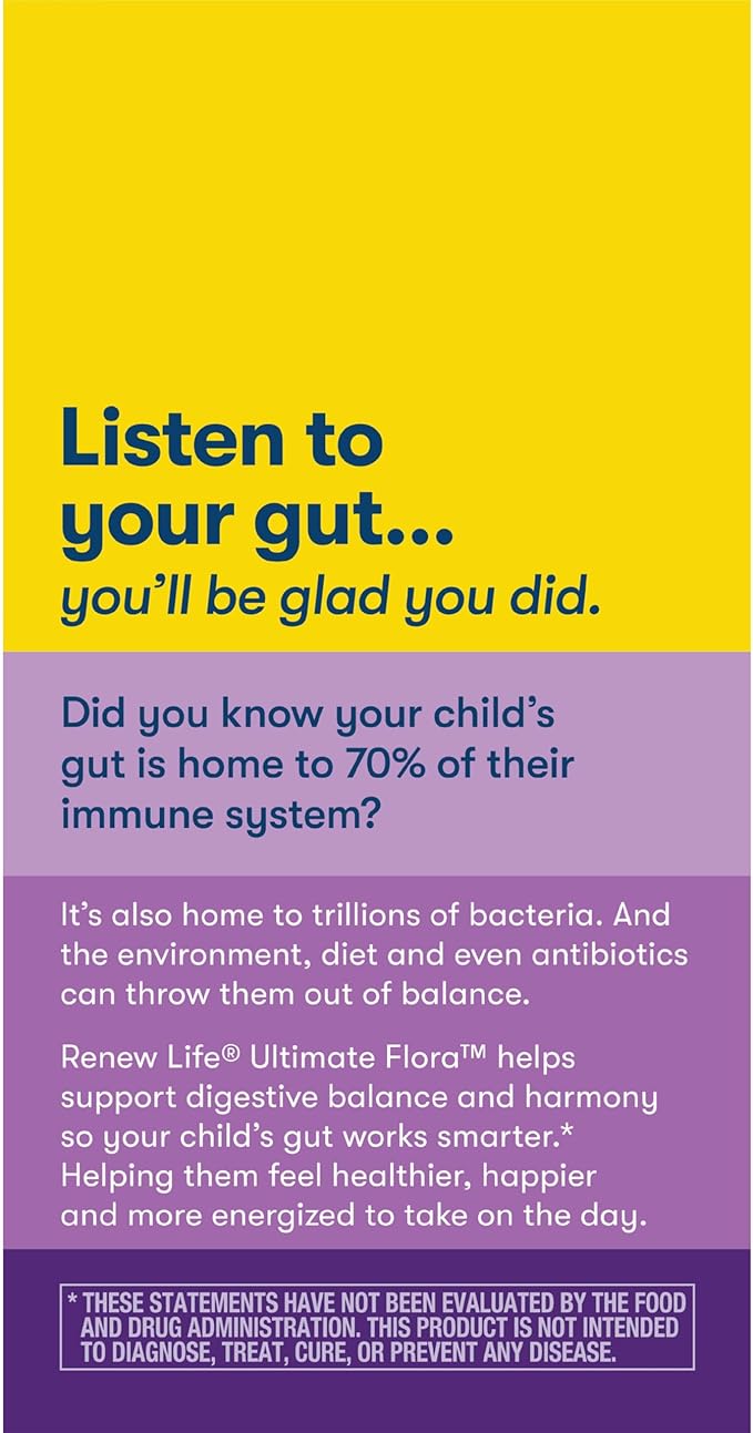 Renew Life Kids Probiotic Gummies, Supports Digestive & Immune Health, Prebiotics & Probiotics, Raspberry, 30 Gummies