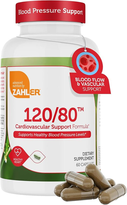 Zahler 120/80 Cardiovascular Support Formula, Supports Healthy Blood Pressure Levels 60 Capsules