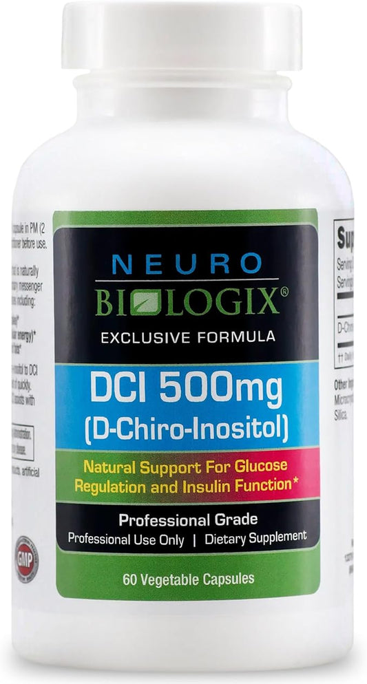 Neuro biologix High-Potency D Chiro Inositol for Men & Women 500mg - Comprehensive D Chiro Inositol Supplement to Support Hormone Balance, Mood and Energy - 60 Vegetable Capsules