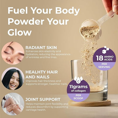 Collagen Peptides Hydrolyzed Collagen Powder Type I and III, Supports Hair, Nails, and Joints. Unflavored 41 Servings 15.9 Oz. Grass-Fed Pastured-Raised.
