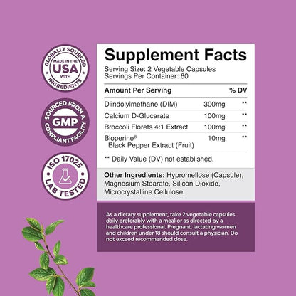 Natures Craft Potent DIM Supplement for Women - Hormone Balance for Women with DIM and Black Pepper Menopause Support and PMS Relief - Menopause Supplements Extra Strength 300mg per Serving
