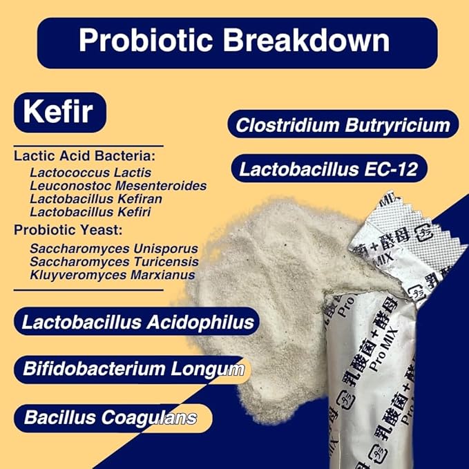 Pro Mix Probiotics Supplement | Kefir-Based Supplement with 12 Probiotic Strains and 4 Prebiotics for Promoting Gut Health, Digestion, and Immune Boost - 30ct