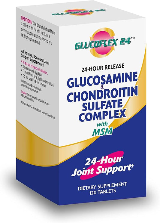 Glucosamine & Chondroitin Sulfate with MSM, 24 Hour Joint Support, Healthy Bones, Supports Healthy Mobility, 30 Servings, 120 Count