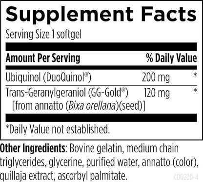 Designs for Health CoQnol 200mg - CoQ10 Ubiquinol with Superior Bioavailability + Exclusive Absorption Technology - Double CoenzymeQ10 Boost with GG - Heart, Healthy Aging + Cell Support (60 Softgels)