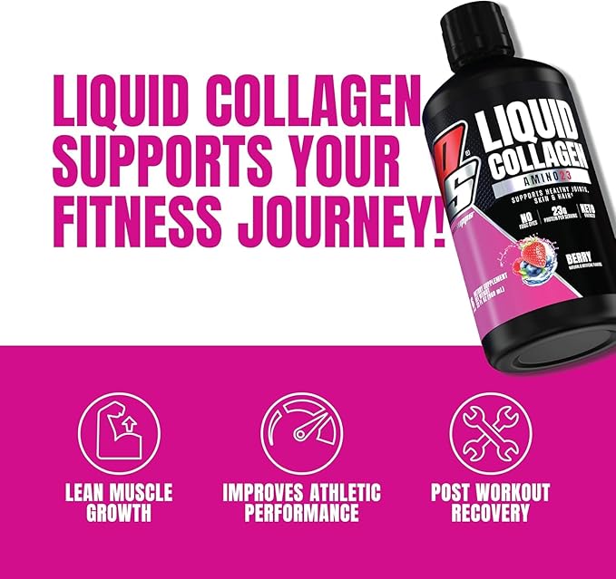 PROSUPPS Amino23 Liquid Collagen Shots, Berry - Collagen Peptide Post Workout Supplement Supports Healthy Aging, Joints, Skin & Hair - Gluten-Free & Zero Sugar - 16 Servings