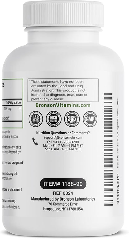Bronson Maca Root Extra Lepidium Meyenii, Non-GMO, 90 Vegetarian Capsules