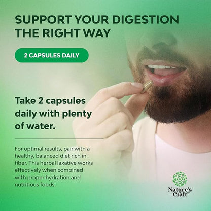 Herbal Laxative Capsules with Probiotics – Gentle Laxative for Women and Men with Senna Leaf Psyllium Husk and Cascara Sagrada - Senna Pills for Colon Cleanse and Detox Support (60 Servings)