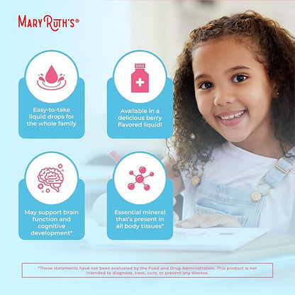 MaryRuth Organics Zinc Supplement for Immune Support, Immune Support Supplement for Kids, Ages 4-13, Zinc Sulfate, Vegan, USDA Organic, Glycerin Based, 2 Fl Oz