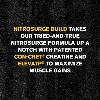 Jacked Factory Nitrosurge Build Pre Workout with Creatine for Muscle Building - Con Cret Creatine Powder & elevATP for Intense Energy, Powerful Pump, & Endless Endurance - 30 Servings, Blue Raspberry