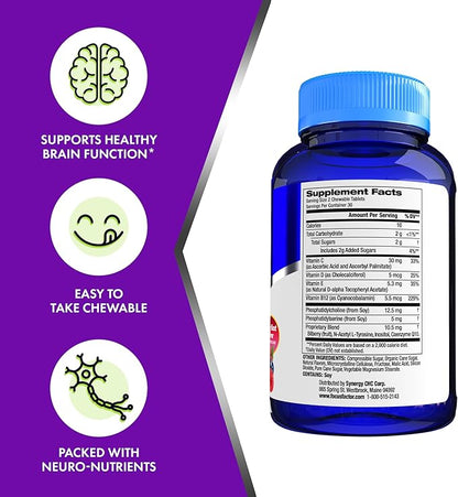 Focus Factor Kids Complete Daily Chewable Vitamins: Multivitamin & Neuro Nutrient, Brain Function, w/Vitamin B12, C, D3, 60 Count (2 Pack)