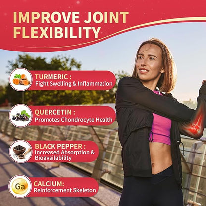 Glucosamine Chondroitin Gummies Triple Strength (1,000mg Glucosamine,750mg Chondroitin) with MSM, Turmeric, Quercetin, Vitamin E, Joint Support Supplement, Antioxidant 60 Gummies Raspberry Flavor