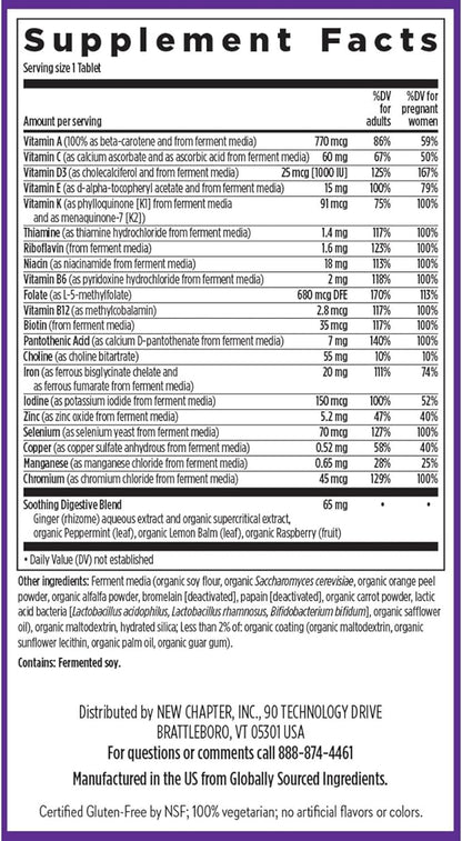 New Chapter Prenatal Vitamins, One Daily Prenatal Multivitamin with Methylfolate + Choline for Healthy Mom & Baby, Gluten Free & Non-GMO, 90 Count