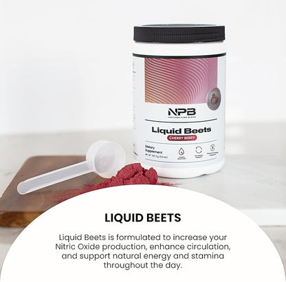Nature's Pure Blend Organic Beet Root Powder – Nitric Oxide Booster L-Arginine – Liquid Beets for Blood Flow Circulation & Energy – Pre-Workout Endurance Support – 8,000 MG